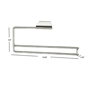 Over-The-Cabinet Paper Towel Holder For Kitchen (Satin Nickel), By Home Basics | Steel Paper Towel Holder For Cabinet Door