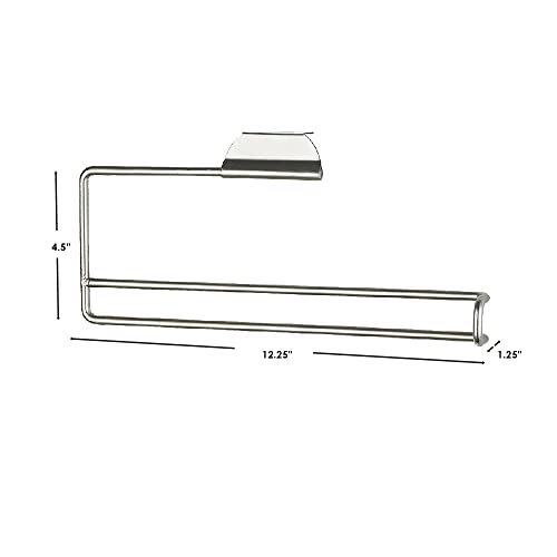 Over-The-Cabinet Paper Towel Holder For Kitchen (Satin Nickel), By Home Basics | Steel Paper Towel Holder For Cabinet Door