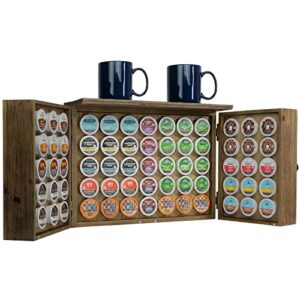 excello global products barndoor k cup cabinet – wall-hanging or standing – holds 65 k cups (brown)