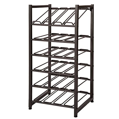 neatfreak Freestanding Wine Rack Stackable Bottle Holder for Up to 24 Wine Bottles - Industrial Kitchen Storage Bottle Display Stand - Matte Black Metal Construction - 16.5 x 13.5 x 31.6in