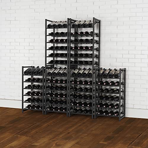 neatfreak Freestanding Wine Rack Stackable Bottle Holder for Up to 24 Wine Bottles - Industrial Kitchen Storage Bottle Display Stand - Matte Black Metal Construction - 16.5 x 13.5 x 31.6in