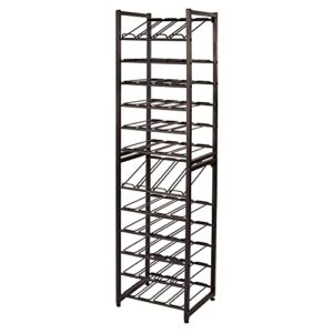 neatfreak Freestanding Wine Rack Stackable Bottle Holder for Up to 24 Wine Bottles - Industrial Kitchen Storage Bottle Display Stand - Matte Black Metal Construction - 16.5 x 13.5 x 31.6in