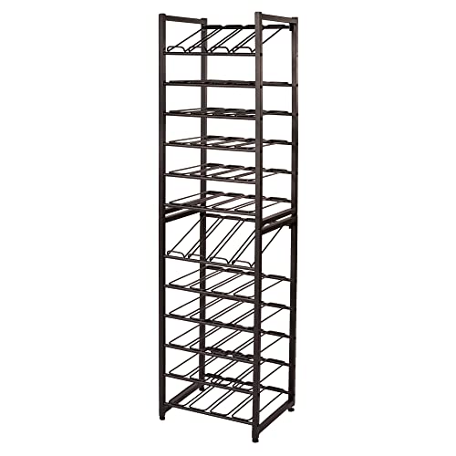 neatfreak Freestanding Wine Rack Stackable Bottle Holder for Up to 24 Wine Bottles - Industrial Kitchen Storage Bottle Display Stand - Matte Black Metal Construction - 16.5 x 13.5 x 31.6in