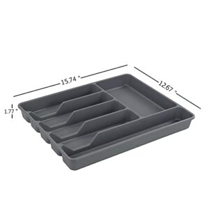 Teyyvn 4-Pack Plastic Cutlery Storage Tray, Flatware Drawer Organizer, Multi-Purpose Storage Tray, Gray