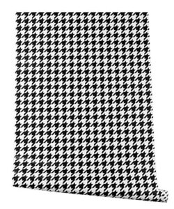 self adhesive vinyl black and white shelf liner contact paper houndstooth plaid dresser drawer liner sticker peel and stick wallpaper removable 17.7×117 inches