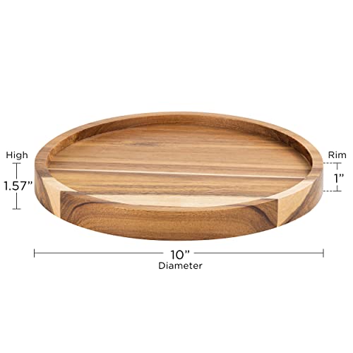 Oyydecor Acacia Wood Lazy Susan Organizer, 10 Inch Lazy Susan Turntable for Cabinet, Countertop, Pantry Organization and Storage, Kitchen Spice Rack (2 Pack)