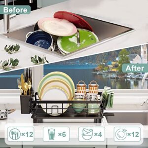 ICEGO Dish Drying Rack, Dish Rack with Drainboard, Dish Drainers for Kitchen Counter, Drying Rack with Utensil Holder, 360° Swivel Spout, Design for Long-Lasting and Space Saver