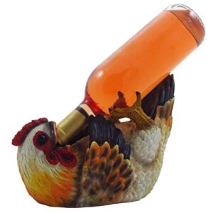 drinking chicken wine bottle holder statue for country farm kitchen decor tabletop wine stands & racks and decorative collectible hen gifts for farmers