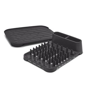 rubbermaid dish drying rack with drainboard, raven grey, 2-piece set