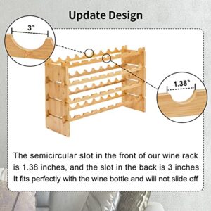 Ekomx Stackable Modular Wine Rack, 36 Bottle Freestanding Storage Bamboo Wine Holder Display Shelves, Sturdy and Durable, Wobble-Free, Perfect for Bar, Wine Cellar, Basement, Cabinet, Pantry(9x4 Rows)