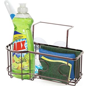 simple houseware kitchen sink caddy organizer for brush sponge holder, bronze