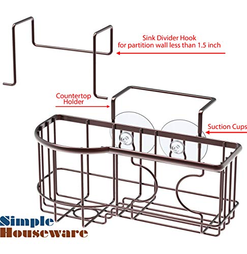 Simple Houseware Kitchen Sink Caddy Organizer for Brush Sponge Holder, Bronze