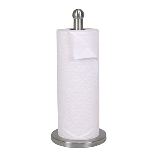 Home Basics Free-Standing Stainless Steel Paper Towel Holder with Weighted Base, Silver