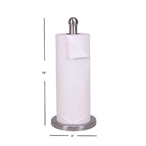 Home Basics Free-Standing Stainless Steel Paper Towel Holder with Weighted Base, Silver