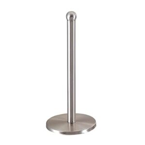 Home Basics Free-Standing Stainless Steel Paper Towel Holder with Weighted Base, Silver