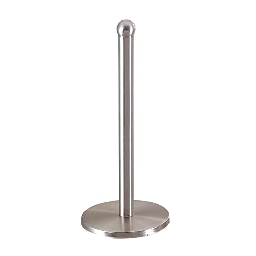 Home Basics Free-Standing Stainless Steel Paper Towel Holder with Weighted Base, Silver