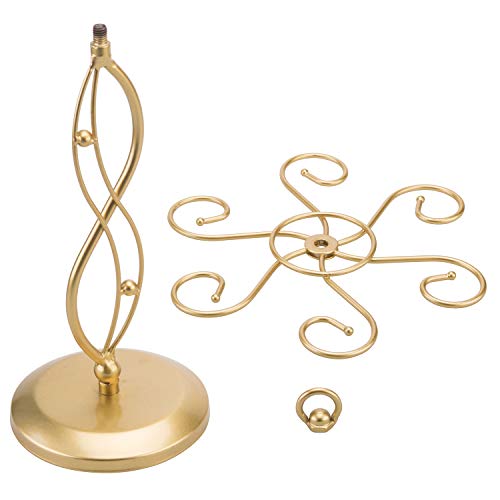 MyGift Gold Metal Countertop Wine Glass Holder with Scrollwork Design, Freestanding Tabletop Stemware Storage Rack with 6 Hooks