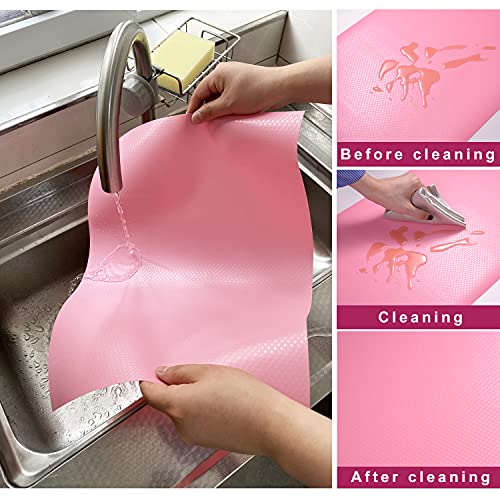 Rxemohesuoh Original Non-slip Drawer and Shelf Liner,Eco-friendly Materials,Non Adhesive,Powerful Grip,Soft cut,Durable and Reusable,17.5IN x 20FT Roll,For Drawers,Shelves,Cabinets,Tables,Kitchen,Pink