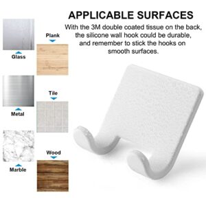 VANZAVANZU Razor Shaver Holder for Shower Wall Adhesive Hooks for Hanging, Bathroom Silicone Waterproof Decorative Shower Hooks Hair Brush Holder for Towel (4 Pack-White)