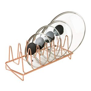kitchen details geode free standing lid organizer for pots, pans, cutting boards and container covers, copper