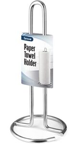 paper towel holder countertop, fits standard and jumbo rolls – chrome paper towels holder for kitchen countertops/dining tables & bathroom vanities. paper towel holder for hand drying & quick clean up