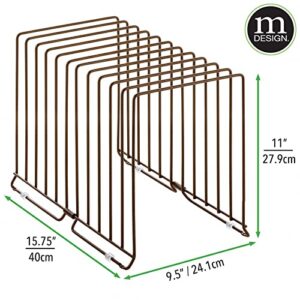 mDesign Metal Wire Organizer Rack for Kitchen Cabinet, Pantry, Shelves - Holder with 11 Slots for Skillets, Frying Pans, Lids, Cutting Boards, Vertical or Horizontal Placement - Extra Large - Bronze