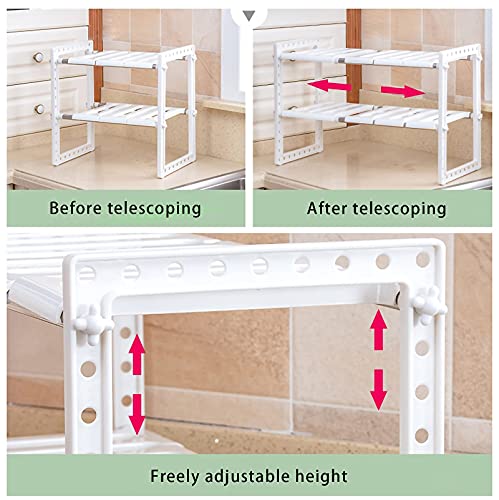MineSign Under Sink Organizer 2-Tier Expandable Cabinet Shelf with 10 Removable Panels for Kitchen Bathroom Storage,Expand from 19.8 to 27.5 Inches