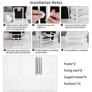 MineSign Under Sink Organizer 2-Tier Expandable Cabinet Shelf with 10 Removable Panels for Kitchen Bathroom Storage,Expand from 19.8 to 27.5 Inches