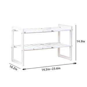 MineSign Under Sink Organizer 2-Tier Expandable Cabinet Shelf with 10 Removable Panels for Kitchen Bathroom Storage,Expand from 19.8 to 27.5 Inches