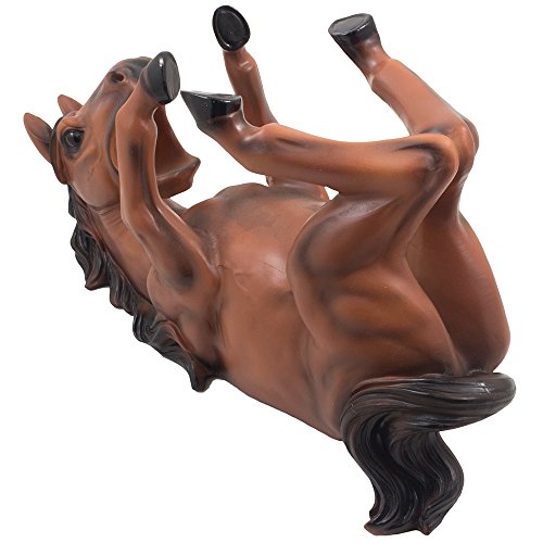 Drinking Chestnut Stallion Wine Bottle Holder Statue in Decorative Tabletop Wine Racks & Display Stands for Country Farm Kitchen Table Centerpieces or Western Brown Horse Decor As Gifts for Farmers