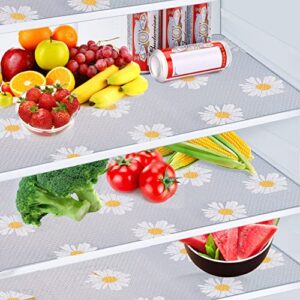 9Pcs Refrigerator Liners,Washable Refrigerator Mats Liner,EVA Daisy Refrigerator Liners,Waterproof Non-Slip Fridge Liners for Drawers Cupboard Placemats,BPA Free,17.7"x11.8",Non Adhesive