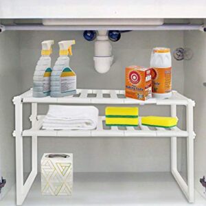 HOME-X Under Sink Storage Shelf, Expandable Cabinet Organizer for Kitchen - Expands16” to 26”