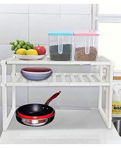 HOME-X Under Sink Storage Shelf, Expandable Cabinet Organizer for Kitchen - Expands16” to 26”