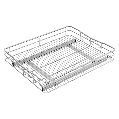 IZLIF Multi-Use Pull Out Cabinet Organizer Heavy Duty Slide Out Kitchen Drawer Cabinet Storage Shelves 20”W x 21”D for At Least 21” Cabinet Opening , Wire Frame, Chrome Finish