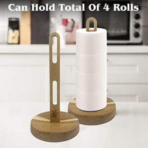Moietin Paper Towel Holder &, Farmhouse Wooden Toilet Paper Holder Stand Fits Standard Jumbo Rolls, Dispenser for Kitchen Bathroom Organization Storage (Pomelo Color)