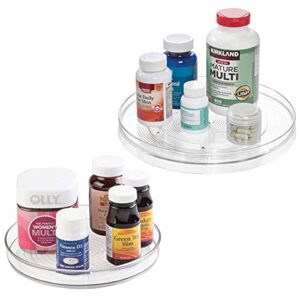 idesign linus lazy susan turntable organizer for kitchen, cupboard and pantry organization, set of 2 – 9” d and 11” d, clear plastic