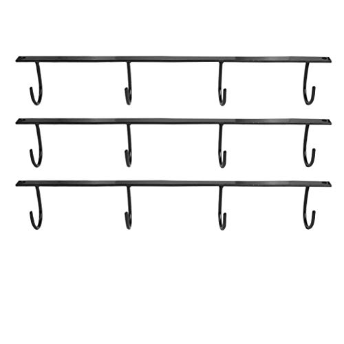 Fvstar 3pcs Mug Rack Under Cabinet,Mugs Holder Under Shelf,Coffee Mugs Hooks Under Cabinet,Coffee Cups Hanging Racks,Organizer Display Hooks for Mugs,Coffee Cups and Kitchen Utensils,Black