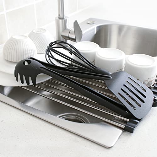 FULL TREND Roll Up Dish Drying Rack, Sink Drying Rack Over Sink Dish Drying Rack Foldable Drain Rack for Kitchen Anti-Slip Silicone Sink Counter Utensils Vegetables and Fruits (17''X9.4'')