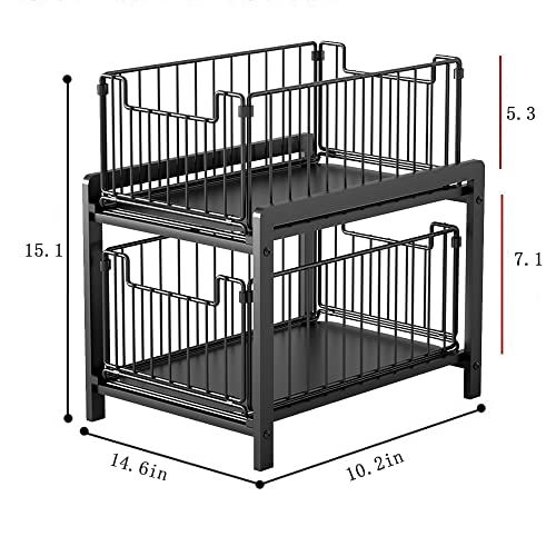 furihshe Under Sink Organizer, under sink organizers and storage,2 Tier Storage Under Cabinet Bathroom under kitchen sink organizers and storage Black Under Sink Storage for Bathroom Kitchen