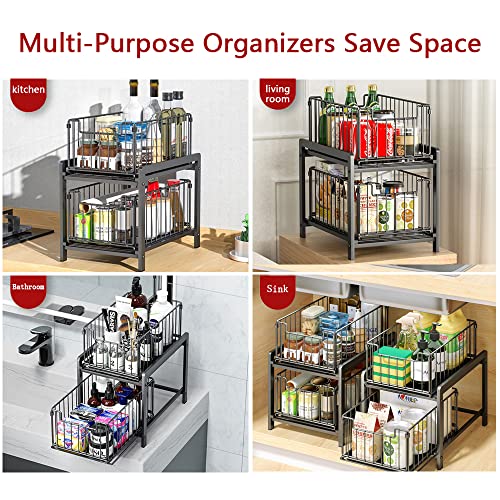 furihshe Under Sink Organizer, under sink organizers and storage,2 Tier Storage Under Cabinet Bathroom under kitchen sink organizers and storage Black Under Sink Storage for Bathroom Kitchen