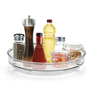 ravinte lazy susan turntable organizer – clear plastic rotating storage collection for refrigerator – spinning round spice organizer for kitchen cabinets – 10.6 inch 1 pack
