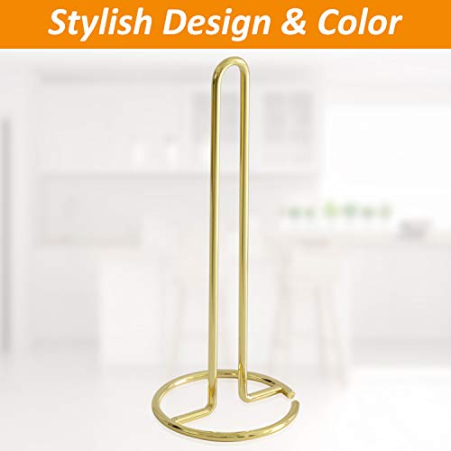 Supkiir Gold Paper Towel Holder, Standing Paper Towel Rack for Kitchen Counter, Bathroom Sink