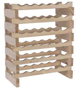 displaygifts modular stackable wine rack freestanding wooden wine stand storage holder, for basement pantry room wine cellar or tight space, wobble-free 36 bottle capacity 6 x 6 rows (unfinished wood)