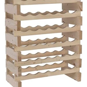 DisplayGifts Modular Stackable Wine Rack Freestanding Wooden Wine Stand Storage Holder, For Basement Pantry Room Wine Cellar or tight space, Wobble-Free 36 Bottle Capacity 6 X 6 Rows (Unfinished Wood)