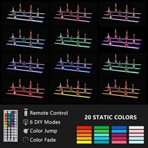 ROVSUN 3 Step 60 Inch LED Lighted Liquor Bottle Display Shelf with Remote Control, Acrylic Lighted Drinks Lighting Shelves Illuminated Bar Shelves for Liquor Bottles Commercial Home Bar Accessories