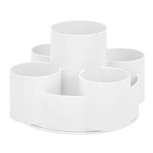 mDesign Spinning Lazy Susan Makeup Turntable Storage Center - 9 Sections - Rotating Organizer for Bathroom Vanity Counter Tops, Dressing Tables, Cosmetic Stations, Dressers - White