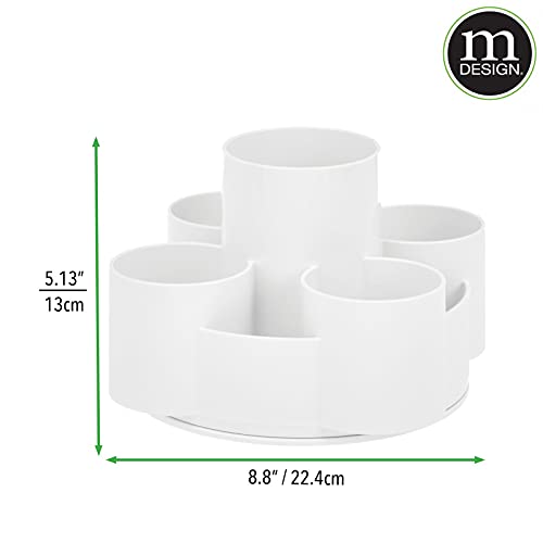 mDesign Spinning Lazy Susan Makeup Turntable Storage Center - 9 Sections - Rotating Organizer for Bathroom Vanity Counter Tops, Dressing Tables, Cosmetic Stations, Dressers - White