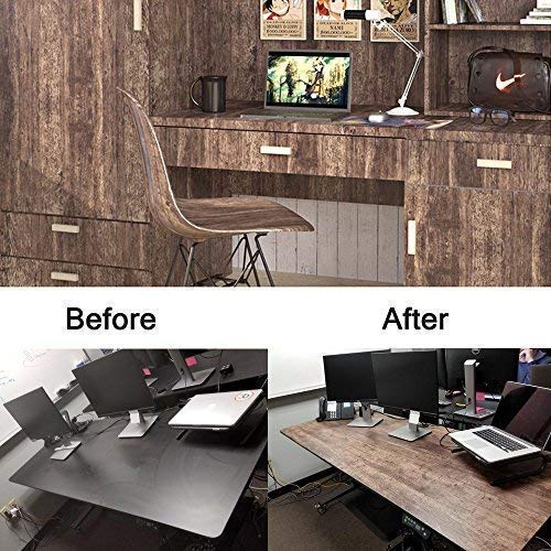 Yifely Retro Brown Wood Grain Shelving Paper Self-Adhesive PVC Shelf Drawer Liner Door Table Sticker 17.7 Inch by 9.8 Feet