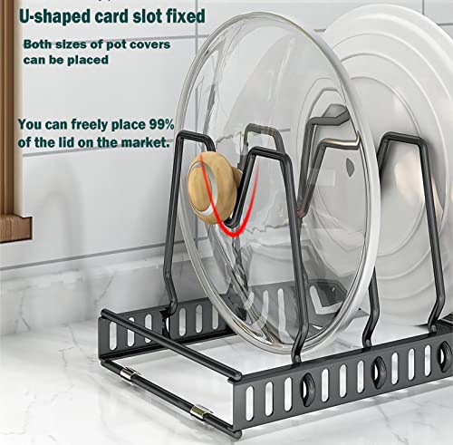 Pot Organizer Rack for Under Cabinet, With 7 Compartments Lid Organizer Pots and Pans, Kitchen Pot Lid Holder Organization for Skillets, Cookware, Cutting Boards, Cookie Sheet, Bakeware, Under Cabinet