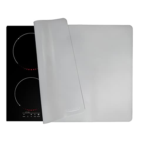 Electric Stove Top Cover by MALLOWA - 27.5" x 19.5" x 2mm Thick, Durable, Heat Resistant, Non-Slip Food Grade Silicone Mat to Protect 24-27" Glass Ceramic Cooktops and Kitchen Benches. (Grey)